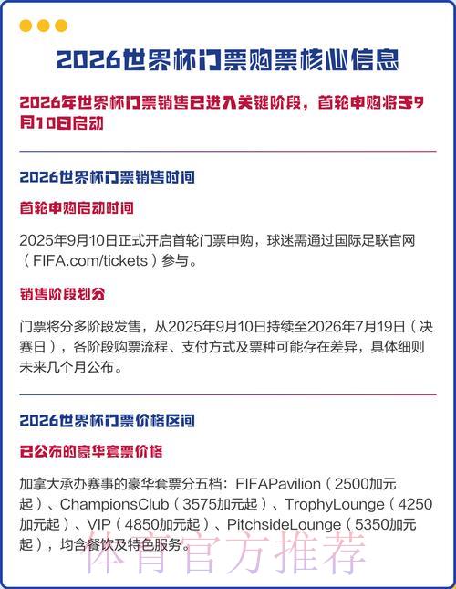 2026年世界杯官方手机购票平台推荐指南 2026年世界杯官方手机购票平台推荐指南